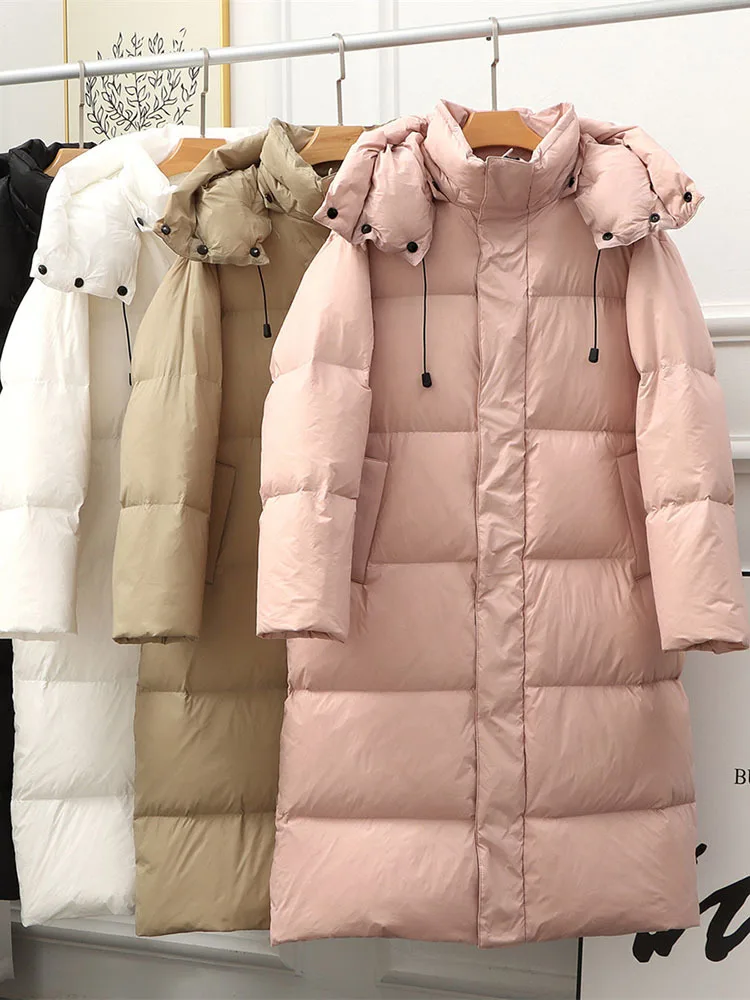 

Thicker Warm Duck Down Coat Winter Fashion Hooded Fluffy Down Parkas Coats Was Thin Oversized Down outerwear