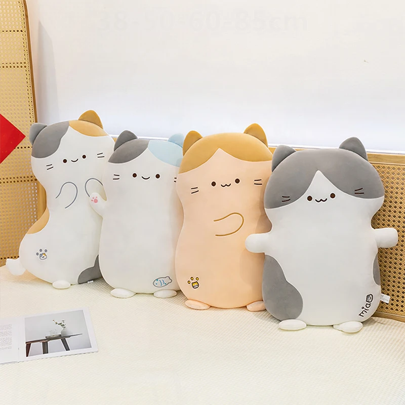 

Kawaii Cat Plush Stuffed Animal Cuddly Kitten Hugging Pillow for Kids Birthday Gift Soft Sleeping Cushion Doll Toy for Sofa Home