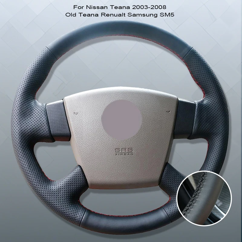 Black Microfibre Leather Car Steering Wheel Cover For Nissan Teana 2003-2008 Old Teana Renualt Samsung SM5 Custom Steering Case