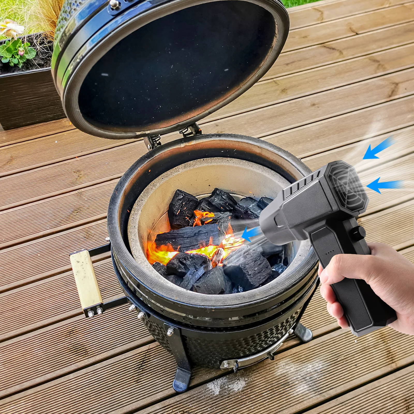 

Новый жестокий вентилятор для барбекю, уличный фен, ручной электрический беспроводной маленький угольный огонь