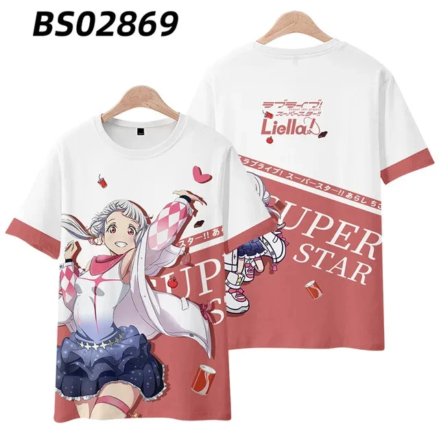 NEW! LoveLive!SuperStar!! 3D Print T-shirt Summer Fashion O-Neck Short Sleeve Popular Japanese Anime Streetwear Unisex Clothes