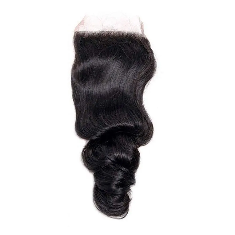 On Sale 16 Inch 4x4 Closure Lace Frontal Human Hair HD Transparent Lace Frontal Pre Plucked Remy Hair Natural Black Loose Wave Human Hair For Women