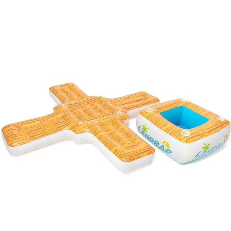 

Летний водный бар, надувной песчаный остров из ПВХ, 4-местный плавающий ряд, плавающий остров