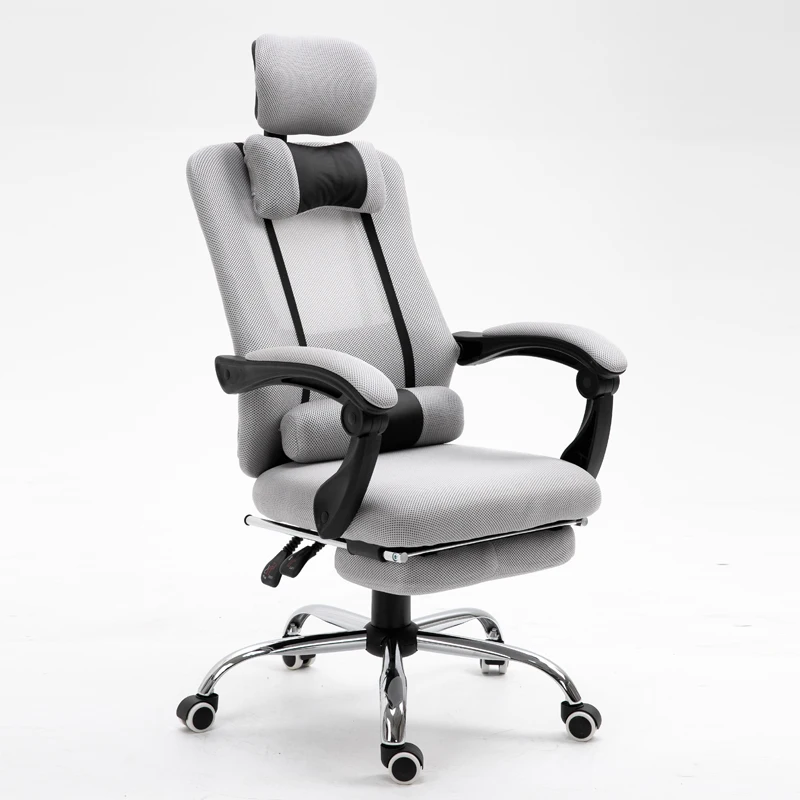 

Fabric Chairs With Footrest Computer Chair Office For Adult Swivel Chair Grey