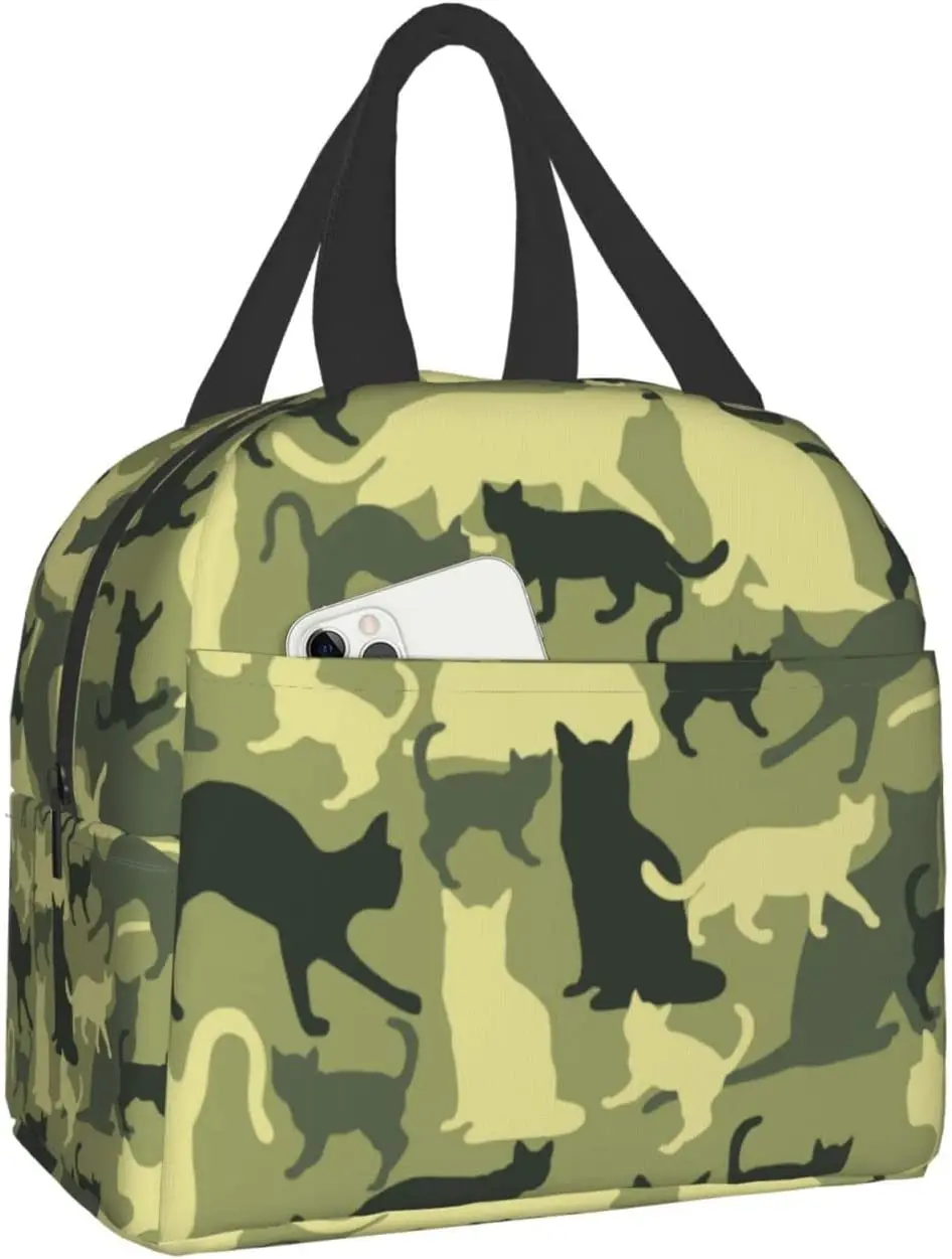 saco-de-almoco-isolado-reutilizavel-refrigerador-termico-gato-camuflagem-militar-verde-sacola-com-bolso-frontal-para-viagens-trabalho-piquenique