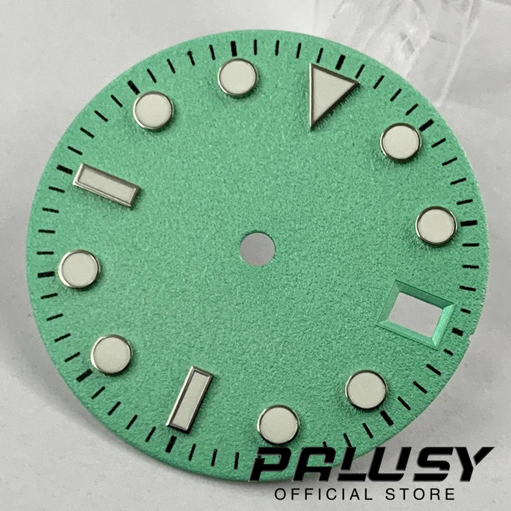 Luminous Watch Dial para o Movimento, Peças de Reposição Crown, 3 horas, 3,8 horas, Verde, NH35 NH35A 4R35, 28,5mm