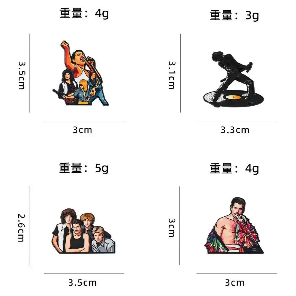 4pcs Music Series Enamel Pin Set Cartoon Character Art Design Collection Boy Girl Badge Decorations Lapel Jewelry