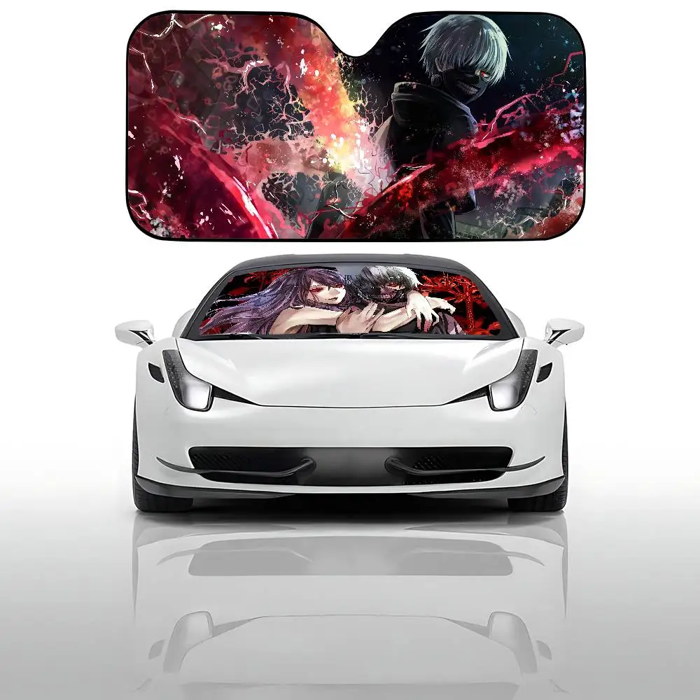 Anime Tokyo Ghoul Car SunShade Car Sunshade Covers Cover Universal Windscreen Folding Visor