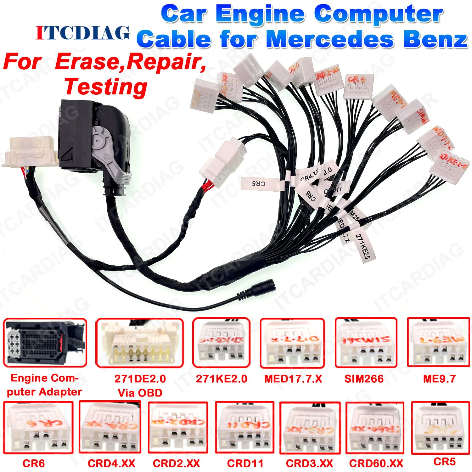 MB Car Engine Computer Adapter Cable for Mercedes-Benz Engine Computer Erasing Clear Data Testing OBD2 Interface Cables