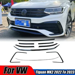 Auto Ornament For VW Tiguan MK2 2022 To 2023 Front Grille Decorative Bright Black Strip ABS Decorative Strip Accessories