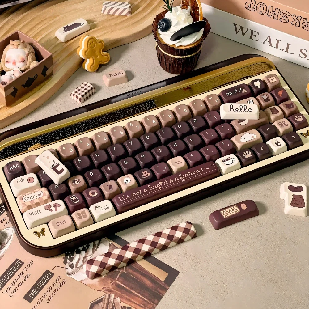 Programmer kopi Keycaps Soa Pbt termal sublimasi 150Key coklat coklat 7U spasi "L" tata letak Split spasi Keycaps