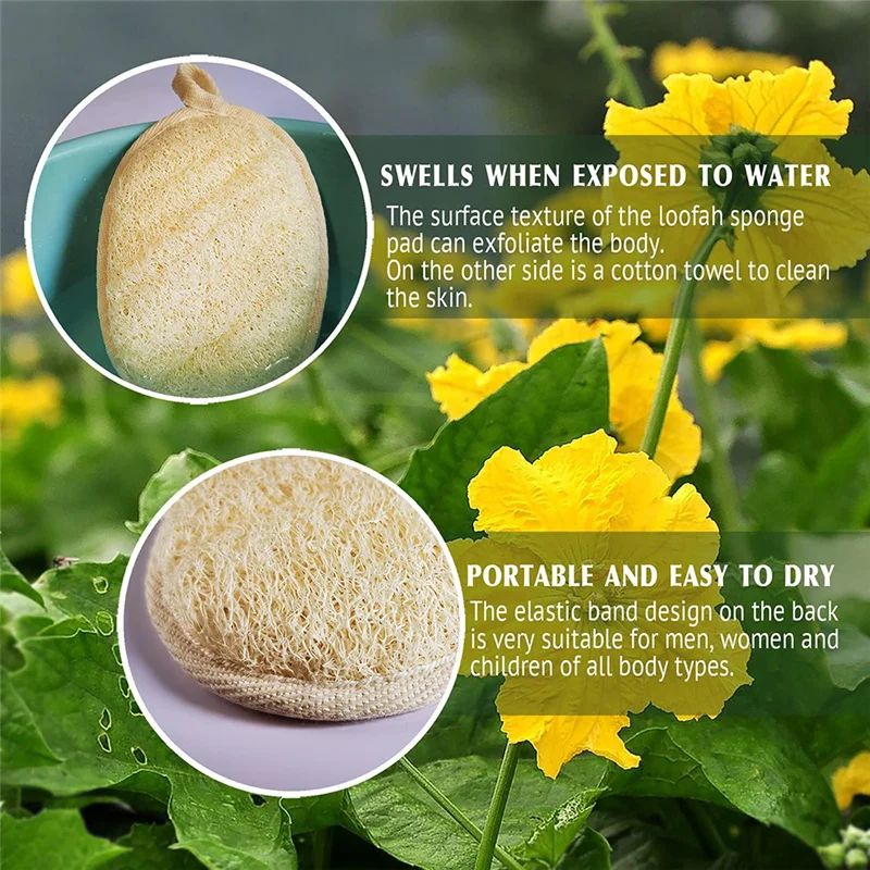 AC23-Eco-Friendly Loofah Sponge Natural Body Scrubber, For Women And Men 3 Pack, Shower Luffa Sponge
