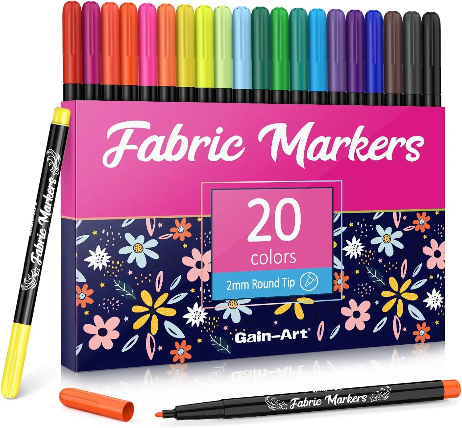 

20 Fine Tip Fabric Paint Pens - Permanent Markers for Clothes, T-shirts, Sneakers & Canvas Bags