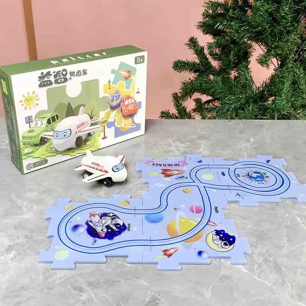 Electric Car Assembled Roving Into Spacescene Children's Puzzle 5pcs Track Car Puzzle Creative Toys Gift Box Packing B023