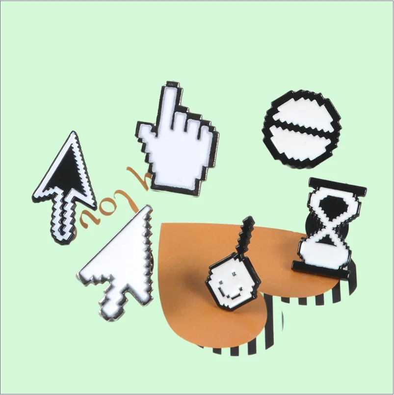 Classical Pixel Cursors Photoshop Toolbar Computer Window Icon Mouse Pointer Hand Arrow Enamel Brooches Pins Ps Ai WASD Badges