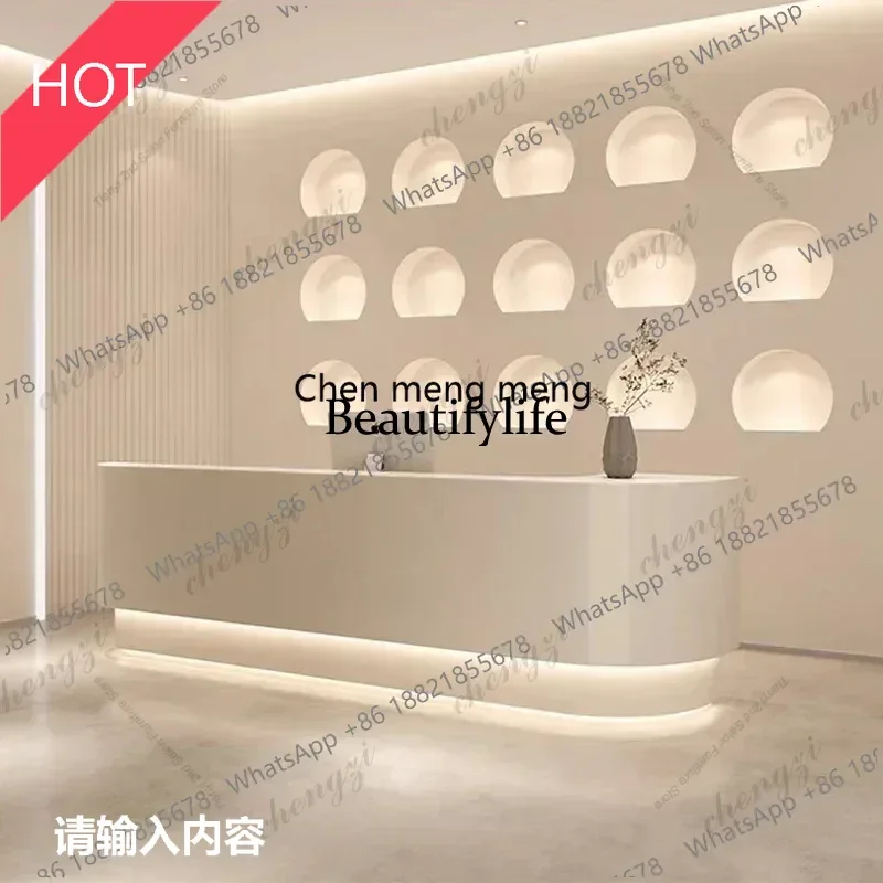 

A51 Cream Style Nordic Reception Desks Originality Modern Design Beauty Salon Reception Counter Customer Center Furniture
