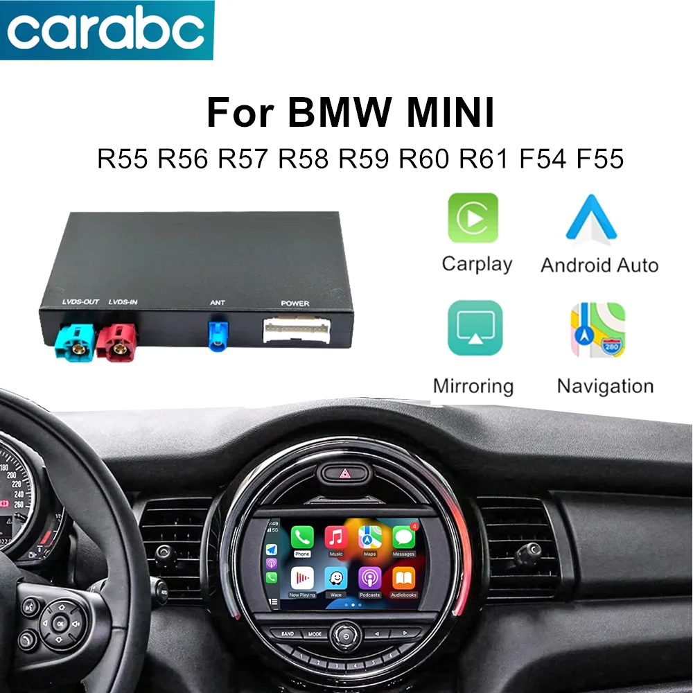 Wireless CarPlay Android Auto For BMW Mini R55 R56 R57 R58 R59 R60 R61 F54 F55 Clubman Countryman Hardtop John Cooper F56 F57