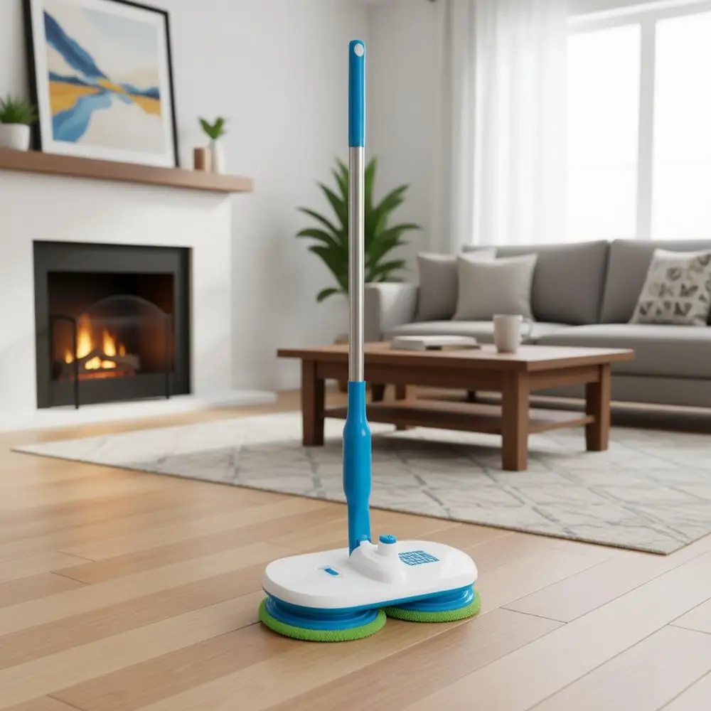 

Моторизованная швабра с двойным вращением и 6 насадками, легкая и перезаряжаемая, идеально подходит для полов из твердых пород дерева и плитки.