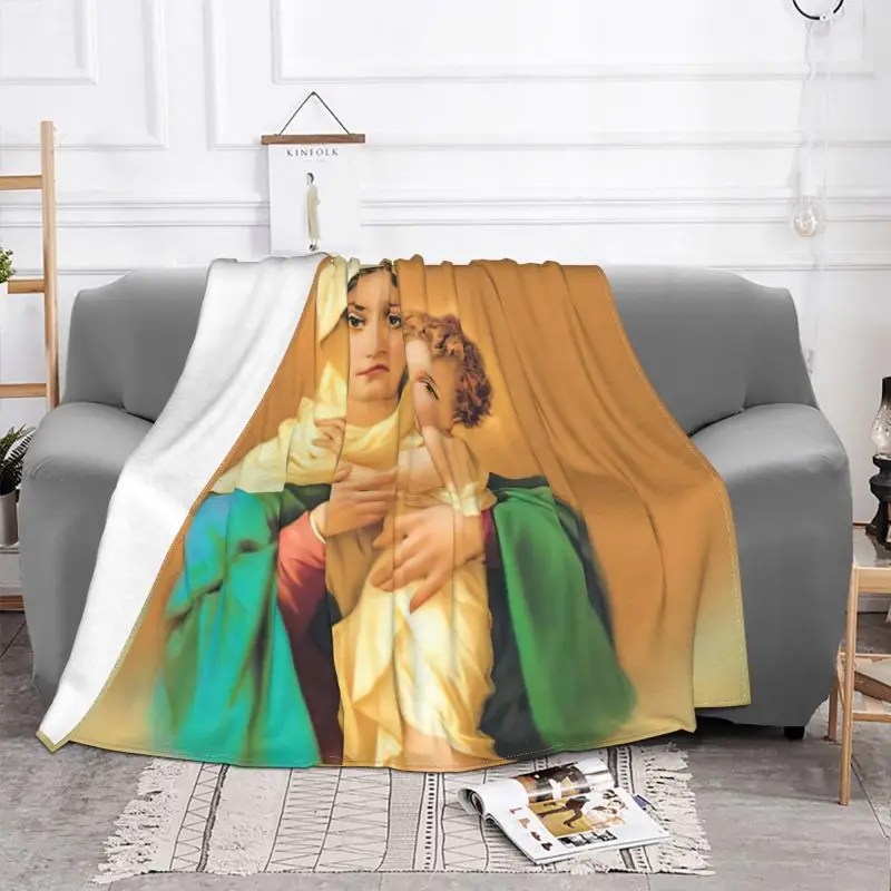 Our Lady Of Schoenstatt Blankets Warm Flannel Virgin Mary Catholic Saint Throw Blanket for Bedroom Office Bedspreads