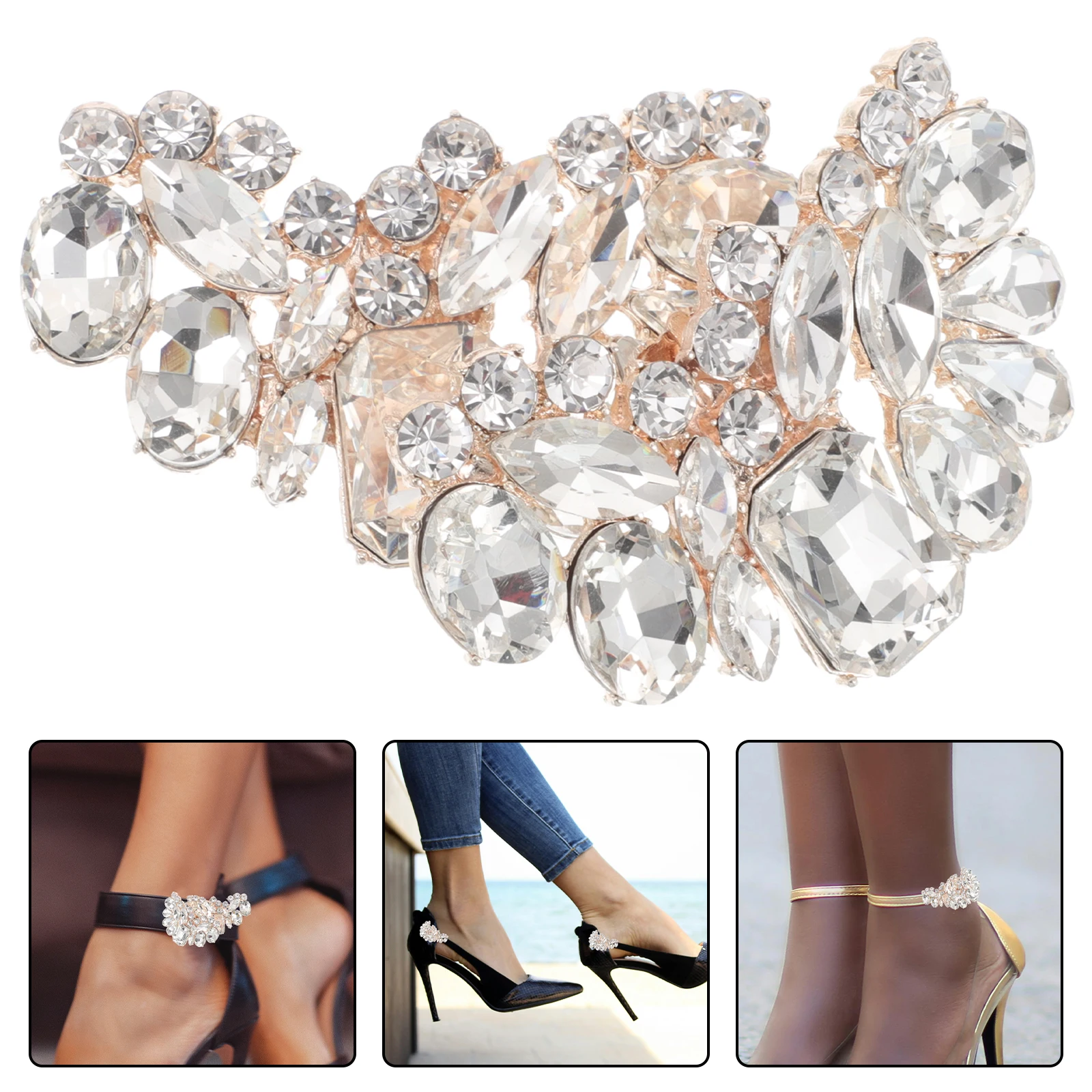 

2 Pcs Shoe Flower Decorations Dress Clip Embellishment Detachable Bridal Floral