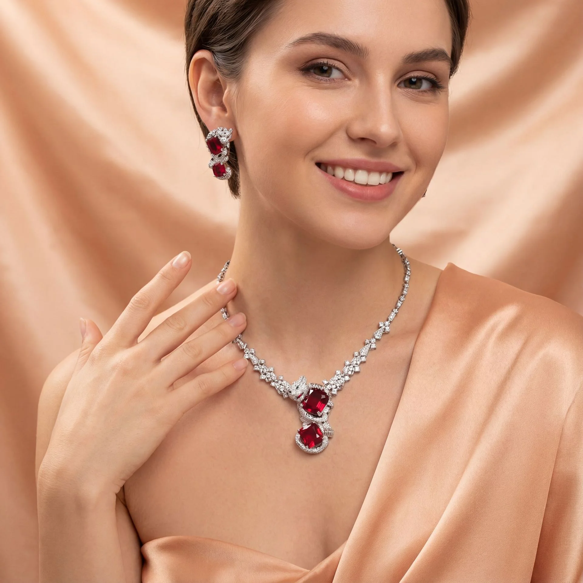 

European Retro Leopard Design High-end Texture Necklace Elegant Daily Matching Trendy Women Jewelry Set Wholesale