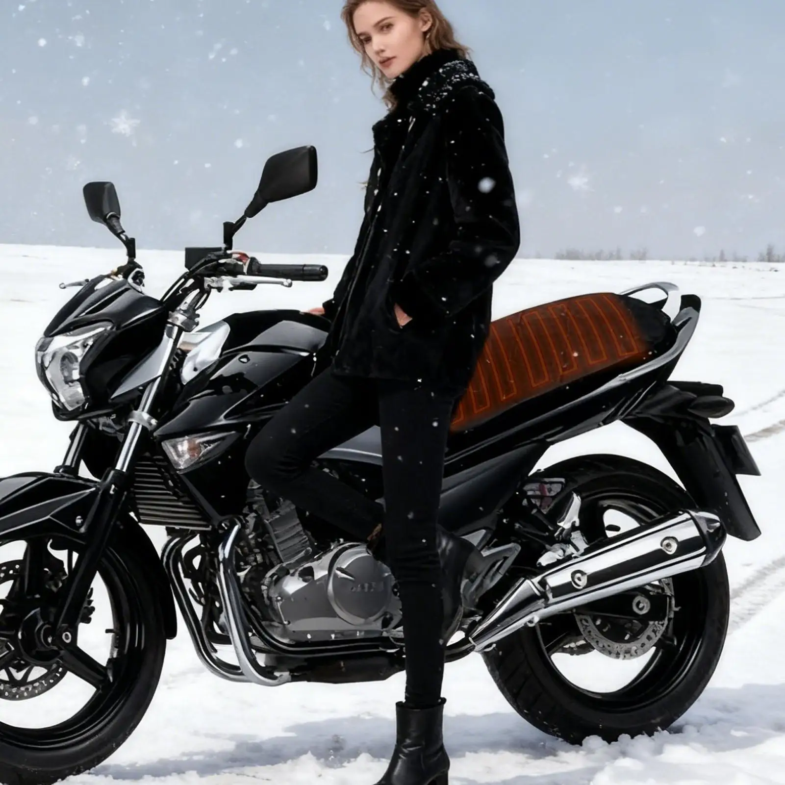 Motorcycle Seat Cover Heated Waterproof Cushion Warm Motorbike Seat Cover Warmers For Motorbike Snowmobile Scooter Winter Daily