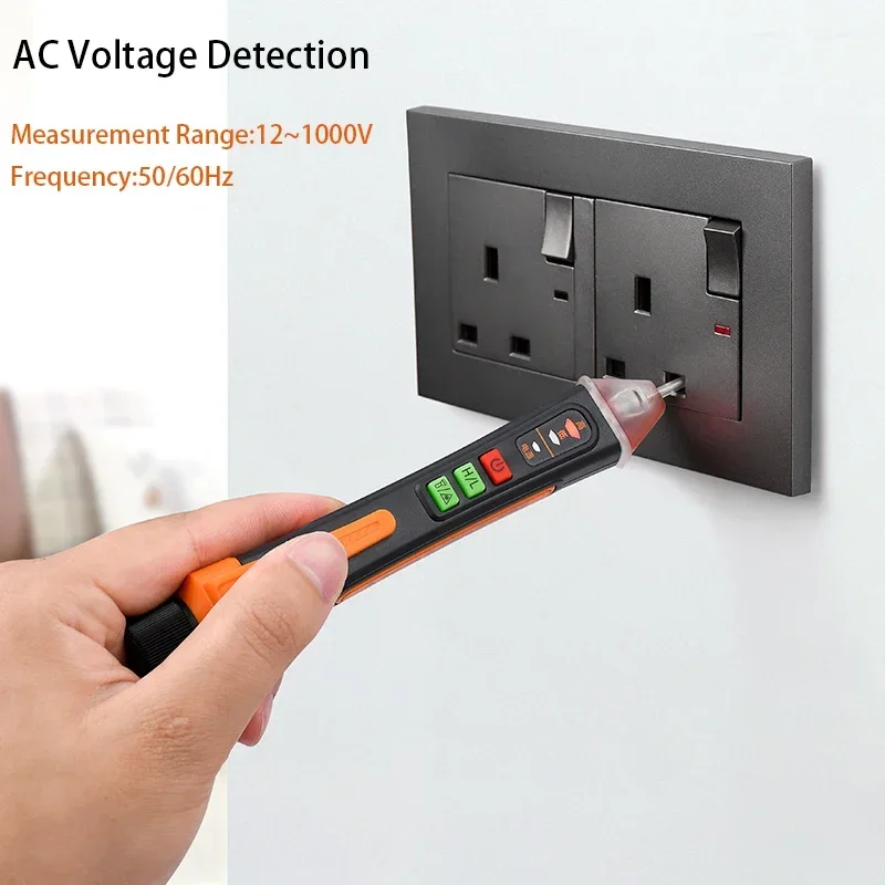 Imagem -06 - sem Contato Detector de Tensão Ferramentas Elétricas Indicador Tester Pen Teste de Tensão ac Inteligente Breakpoint Finder 121000v