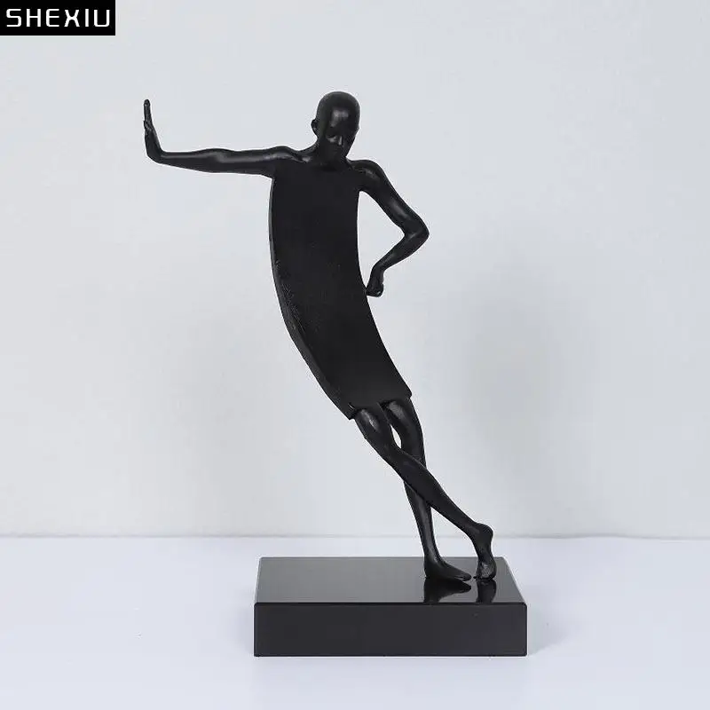 

Leaning Against The Wall Character Statue Crafts Desk Decoration Ornaments Modern Decor Black Figure Sculpture Abstract Artwork