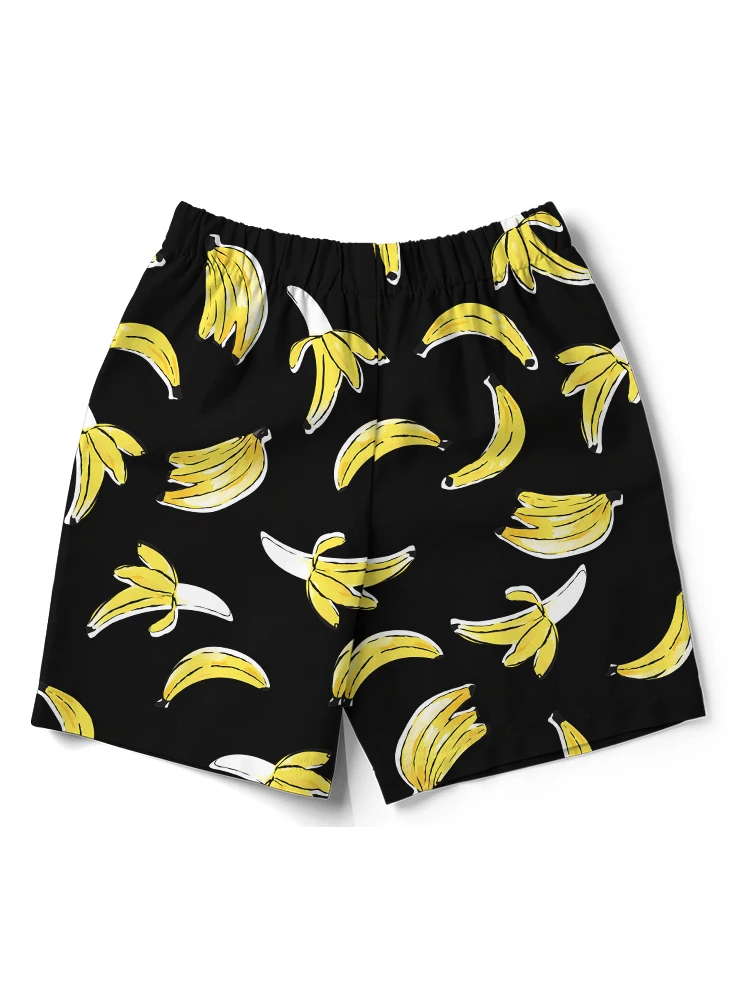 Summer sports fitness men's large size shorts banana pattern 3D digital printing men's quick-drying swimming trunks