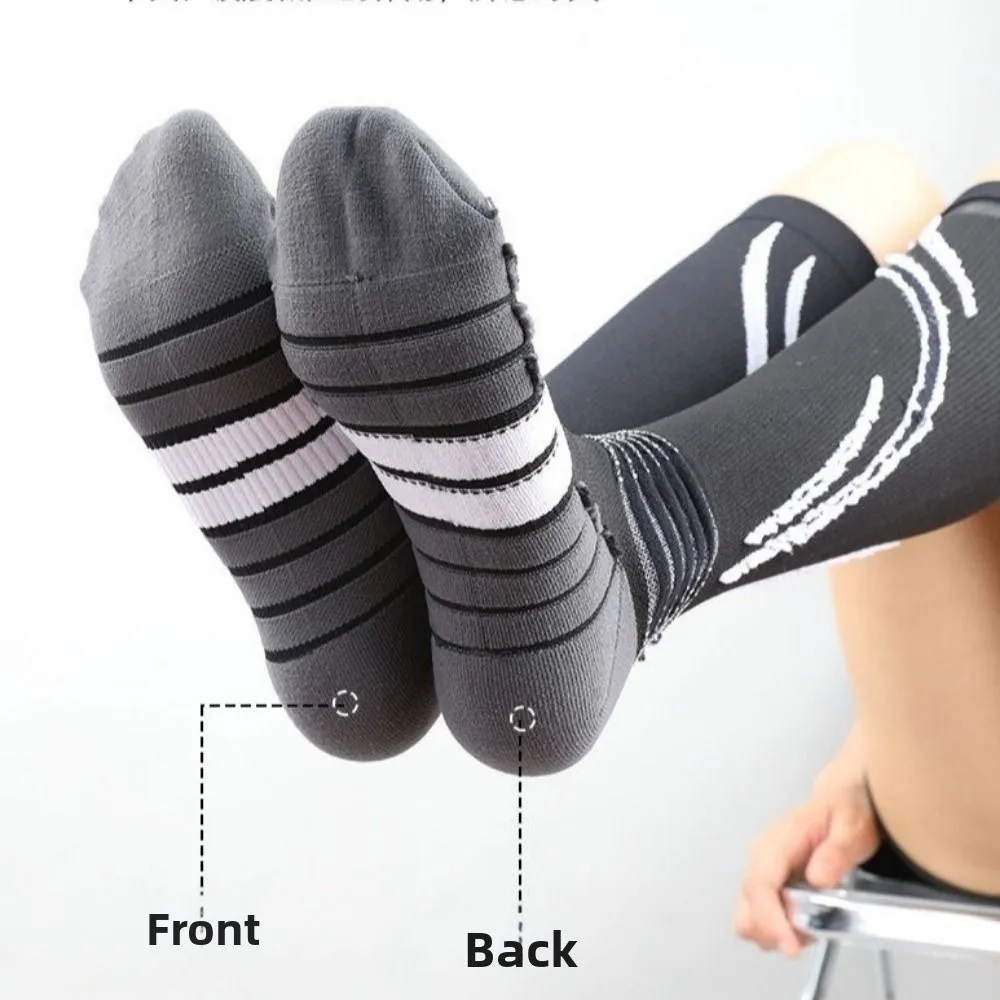 1 زوج تنفس الرياضة العجل جورب ضغط الركبة عالية مريحة اللياقة البدنية جوارب طويلة الساق العرق مرونة عالية