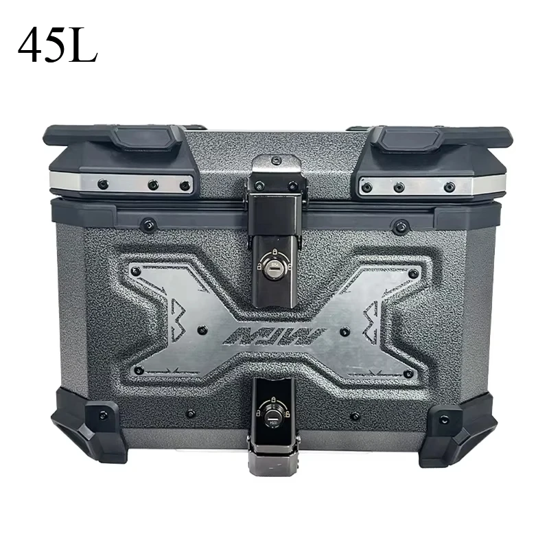 45L Motorcycle Tail Box Rear Luggage Storage Tool Case Helmet Box Universal Aluminum Motorbike Trunk With Bracket Base Plate