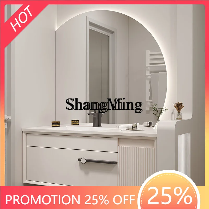 

FG good-looking modern simple bathroom cabinet combination rock slab ceramic integrated smart mirror cabinet bathroom