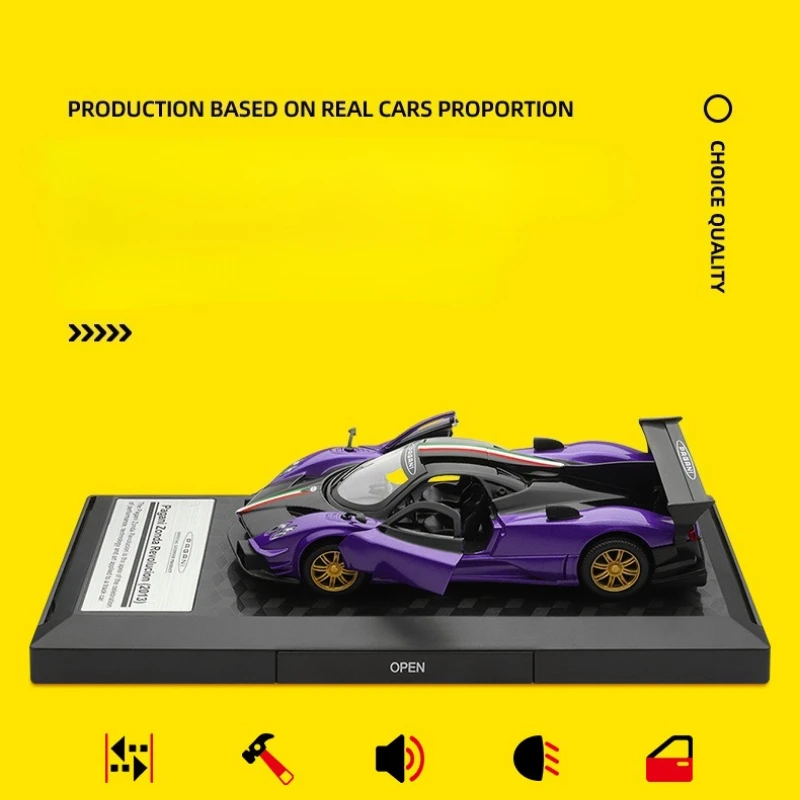 CCA Simulation 1:32 Pagani Zonda Revolucion Racing Car Alloy Model with Sound Light Children Boy Toy Vehicle Gift Home Decor