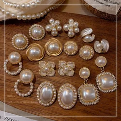 French Baroque Pearl Earclip with No Ear Hole for Women 2024 New Hot Selling Earclip Style Versatile Earaccessory