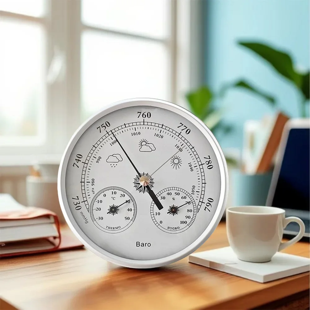 Barometer Metal Frame Household Barometer 3-in-1 Weather Station Thermometer Hygrometer And Barometer 130mm No Power Needed