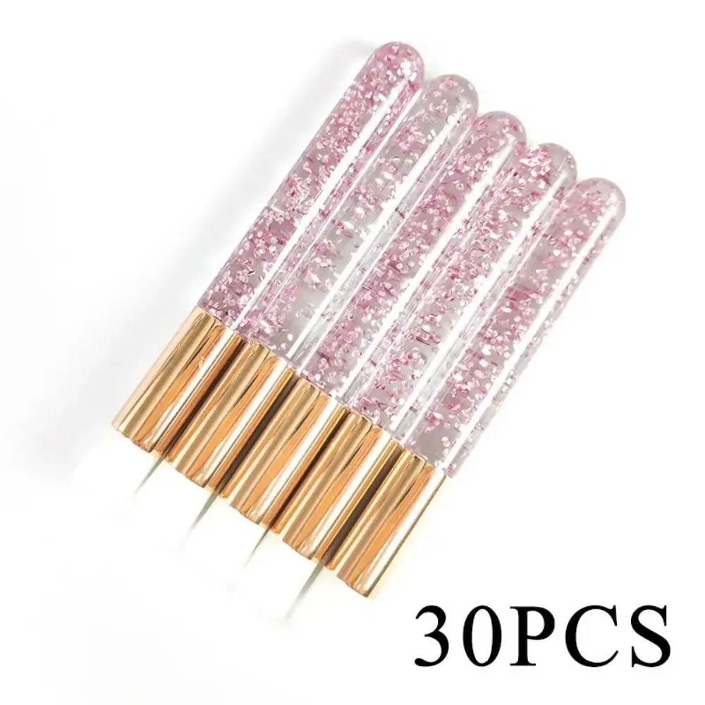 30pcs Crystal Bead Handle Eyelash Extension Cleaning Brush Nose Pore Blackhead Cleansing Soft Cleansing Makeup Tools Glitte