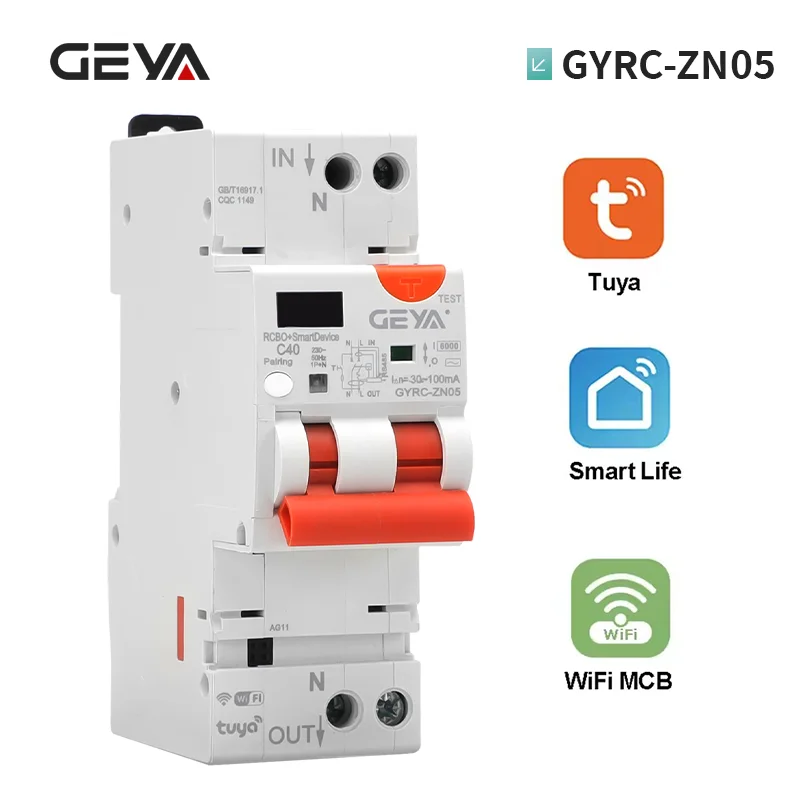 TUYA WIFI RCBO LED Adjustable Smart Circuit Breaker Residual Current Circuit Breaker With Over Current Leakage Protection MCB