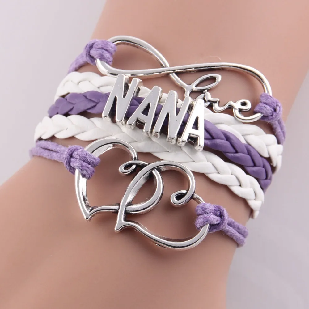 Little MingLou Infinity Love NANA Bracelet Heart Feet Charm Grandma Grandmother Bracelets & Bangles For Women Jewelry