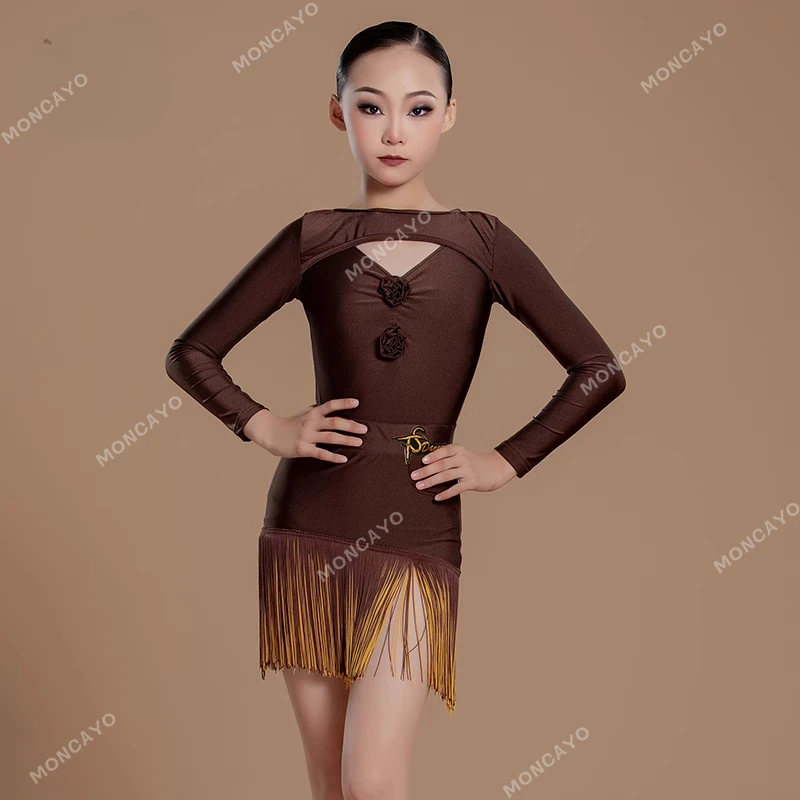 

Fringe Latin Dance Dress Girls Latin Practice Dress Samba Rumba Tango Dance Clothes Kids Competition Ballroom Dance Dresses