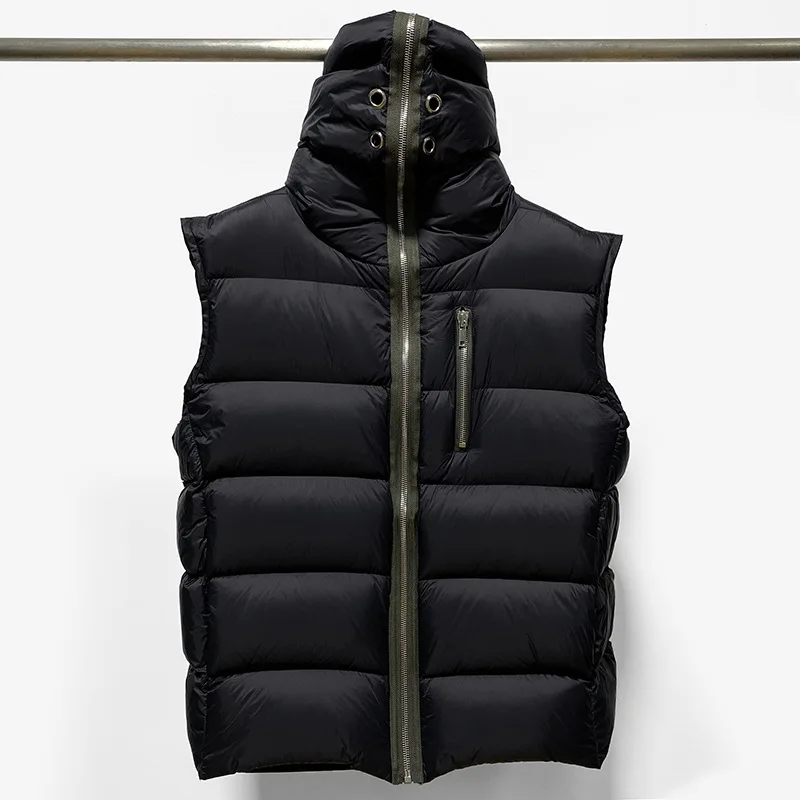 

2022 R0 Men Down Jackets Masked Zipper Down Jacket Winter Warm Down Jacket Casual Sleeveless White Goose Down Jackets