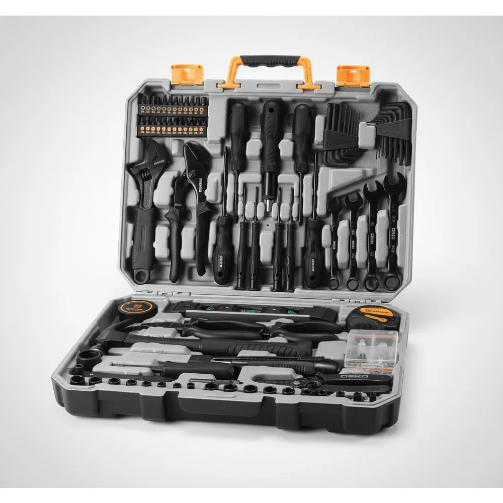 

178-Piece Home Tool Kit Set with Drill Wrench Socket - Complete Automotive Repair & DIY Hand Tools in Plastic Box