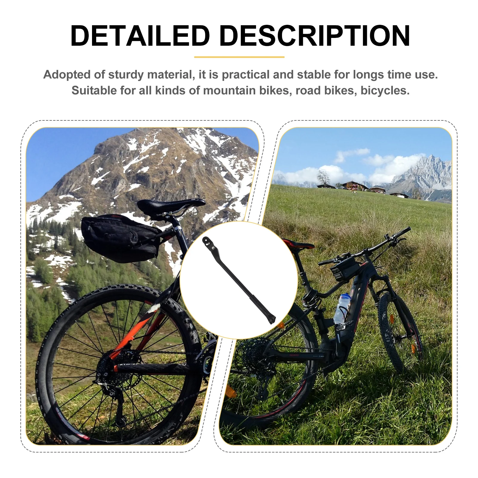 

Professional Aluminum Bike Kickstand Adjustable Height Stable Lightweight Bicycle Stand Easy Install Remove Cycling