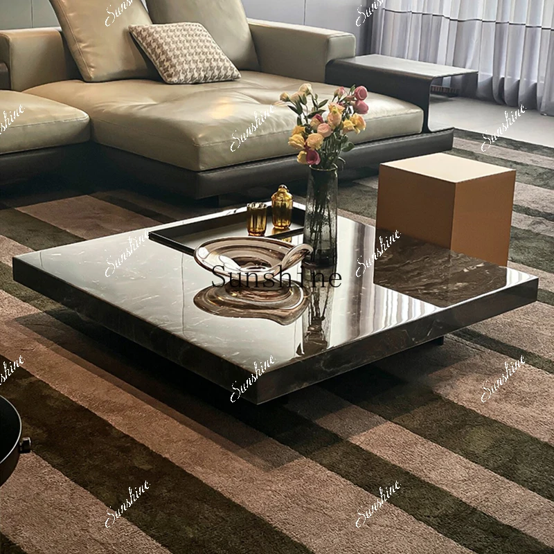 

Large and small apartment light luxury marble living room square Italian minimalist coffee table FT