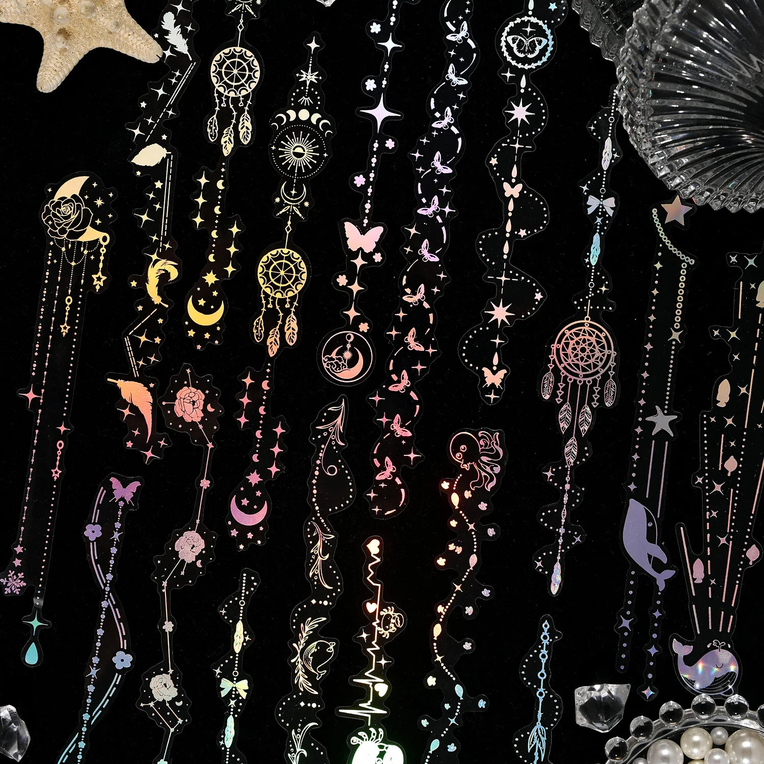 Kawaii 20 per sheet Night Language Rose Moonlight Tide Waterproof decoration Stickers festival gift ﻿ ﻿