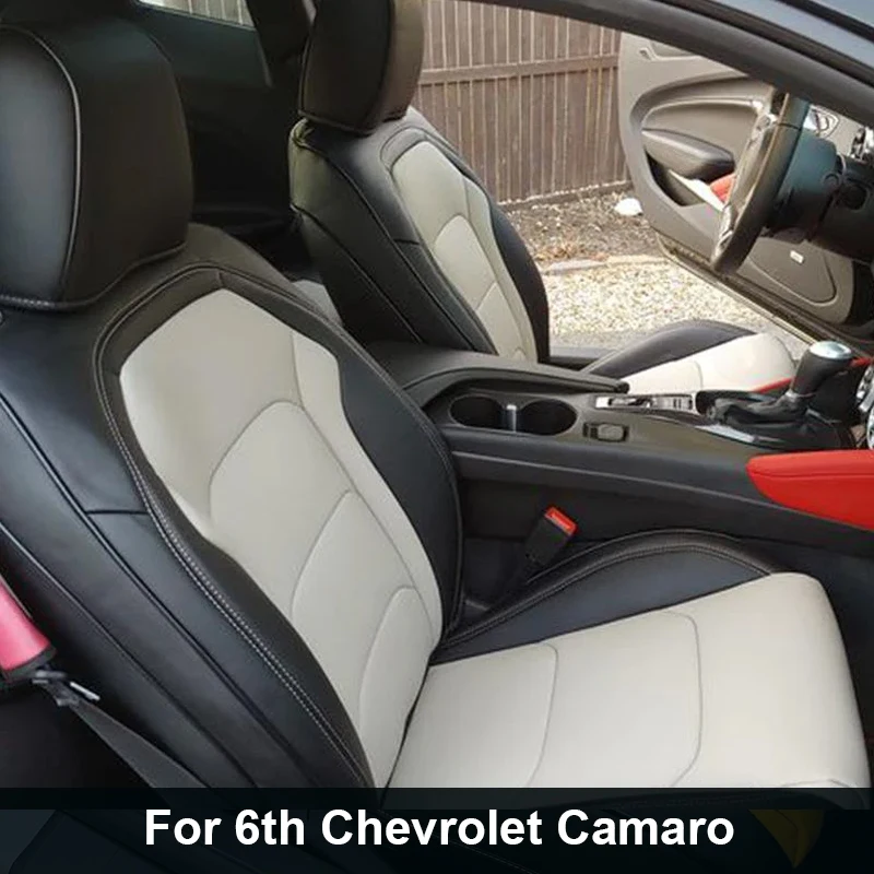 Custom Fit for Only 2015-2024 2026  6th Chevy Camaro Car Seat Covers Full Set Premium Artificial Leather for Chevrolet Camaro