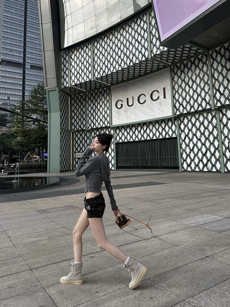 

ay Hooded Slim Fit Women's T-irt Autumn Winter Design ort Cross Base Cardigan Two Layered Top Korean Sle Commute Faion