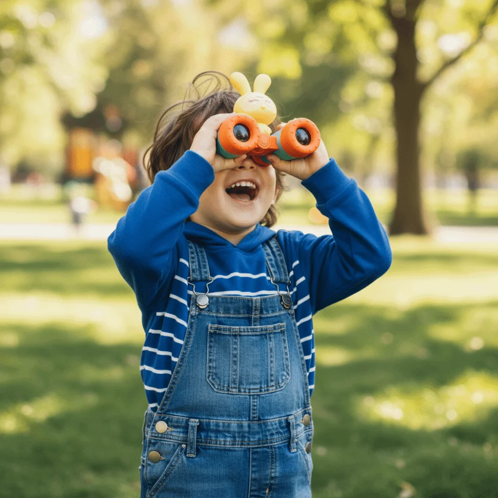 

Removable Children Binocular Telescopes Science Exploration with A Whistle Rabbit Telescopes Plastic Cartoon Children Telescope