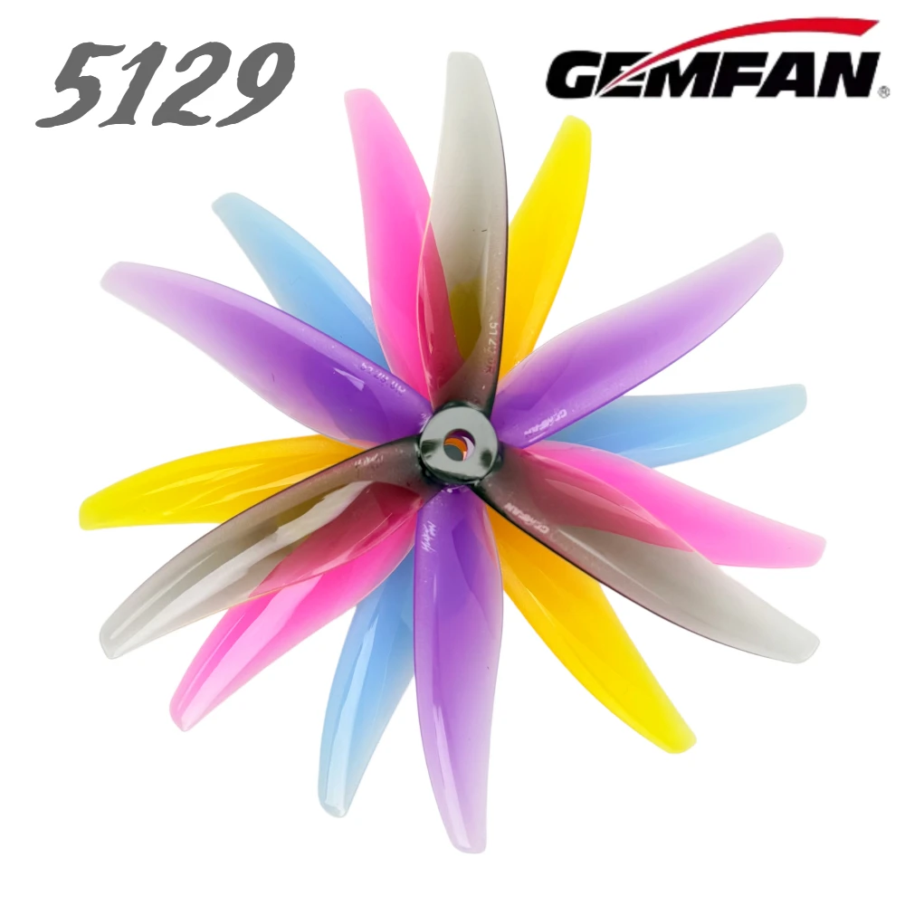 Gemfan 2Pairs GEMFAN YUKI 5129 Props 5inch 3-Blade PC Propeller CW CCW 2306 2207 Brushless Motor