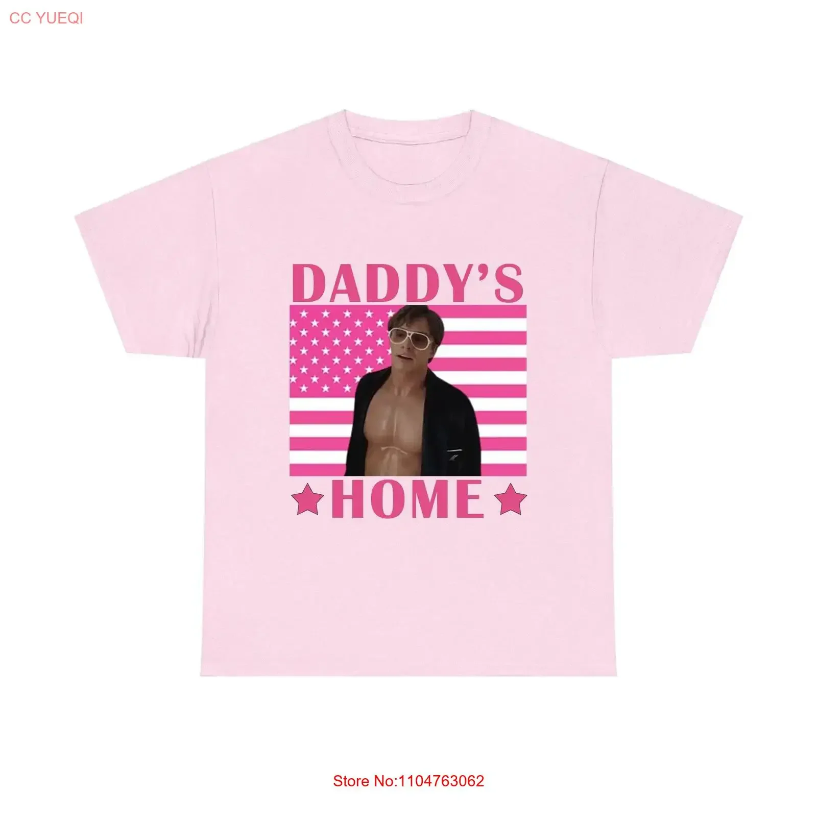 Daddy's home nicholas chavez pink american flag funny meme shirt vintage Washed Versatile Breathable streetwear Unisex