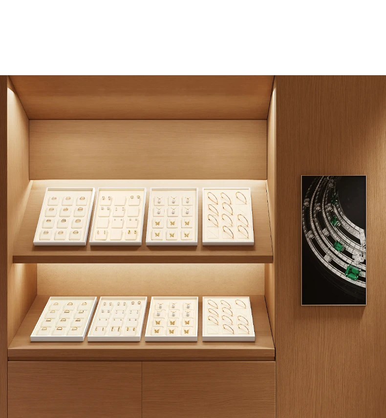 Oirlv Mikrofaser Schmuck-Präsentationstablett PU-Leder Ring Ohrringe Halskette Aufbewahrungs-Organizer Platte für Ladentheke und Heimdekoration – Detail 12